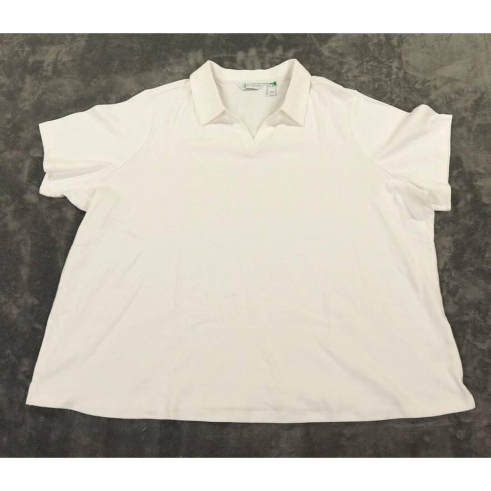 Sport Savvy Top Women 4X Collar Polo Comfy Collar Stretch Cotton Polyester